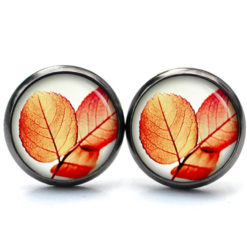 Ohrstecker, Ohrhänger, Clipse & Druckknopf – Motiv rot oranges Blatt Herbst – Schmuck aus Edelstahl Ohrstecker, Ohrhänger, Clipse & Druckknopf – Motiv rot oranges Blatt Herbst – Schmuck aus Edelstahl