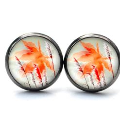 Ohrstecker, Ohrhänger, Clipse & Druckknopf – Motiv oranges Blatt Herbst – Schmuck aus Edelstahl Ohrstecker, Ohrhänger, Clipse & Druckknopf – Motiv oranges Blatt Herbst – Schmuck aus Edelstahl