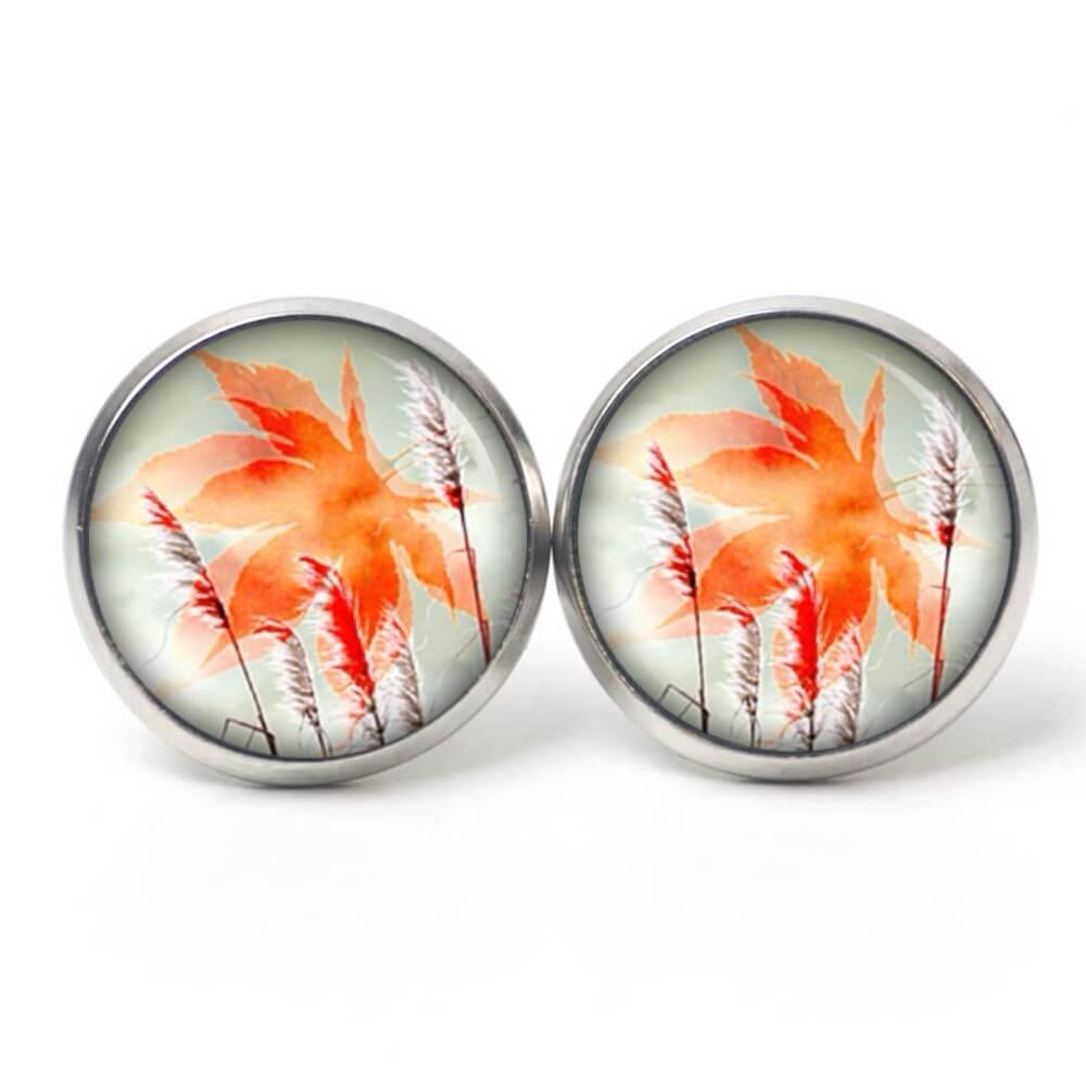 Ohrstecker, Ohrhänger, Clipse & Druckknopf – Motiv oranges Blatt Herbst – Schmuck aus Edelstahl Ohrstecker, Ohrhänger, Clipse & Druckknopf – Motiv oranges Blatt Herbst – Schmuck aus Edelstahl