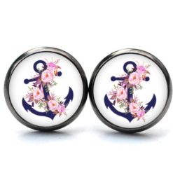 Blauer Anker Ohrringe aus Edelstahl – Maritimes Blumen Motiv – Just Trisha Blauer Anker Ohrringe aus Edelstahl - Maritimes Blumen Motiv - Just Trisha