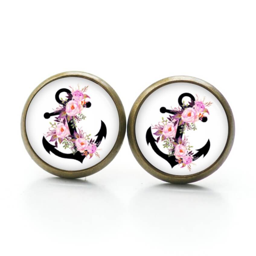 Schwarzer Anker Ohrringe aus Edelstahl – Maritimes Blumen Motiv – Just Trisha Schwarzer Anker Ohrringe aus Edelstahl - Maritimes Blumen Motiv - Just Trisha