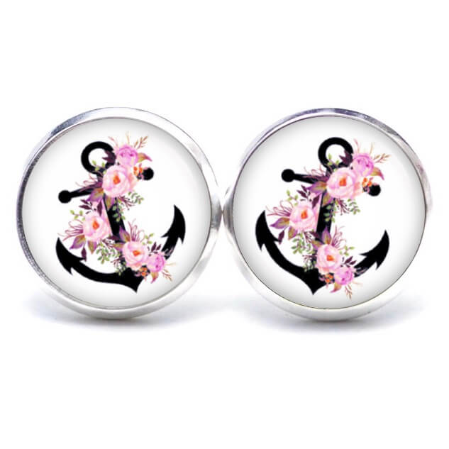 Schwarzer Anker Ohrringe aus Edelstahl – Maritimes Blumen Motiv – Just Trisha Schwarzer Anker Ohrringe aus Edelstahl - Maritimes Blumen Motiv - Just Trisha
