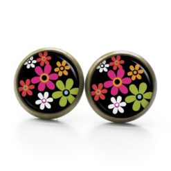 Ohrstecker, Ohrhänger, Clipse & Druckknopf – Motiv Flower Power Blumen schwarz – Schmuck aus Edelstahl Ohrstecker, Ohrhänger, Clipse & Druckknopf - Motiv Flower Power Blumen schwarz - Schmuck aus Edelstahl
