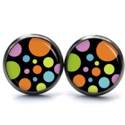 Ohrstecker, Ohrhänger, Clipse & Druckknopf – Motiv Retro Punkte bunt – Schmuck aus Edelstahl Ohrstecker, Ohrhänger, Clipse & Druckknopf - Motiv Retro Punkte bunt - Schmuck aus Edelstahl