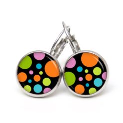 Ohrstecker, Ohrhänger, Clipse & Druckknopf – Motiv Retro Punkte bunt – Schmuck aus Edelstahl Ohrstecker, Ohrhänger, Clipse & Druckknopf - Motiv Retro Punkte bunt - Schmuck aus Edelstahl