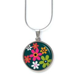 Ohrstecker, Ohrhänger, Clipse & Druckknopf – Motiv Flower Power Blumen dunkelgrün – Schmuck aus Edelstahl Ohrstecker, Ohrhänger, Clipse & Druckknopf – Motiv Flower Power Blumen dunkelgrün – Schmuck aus Edelstahl