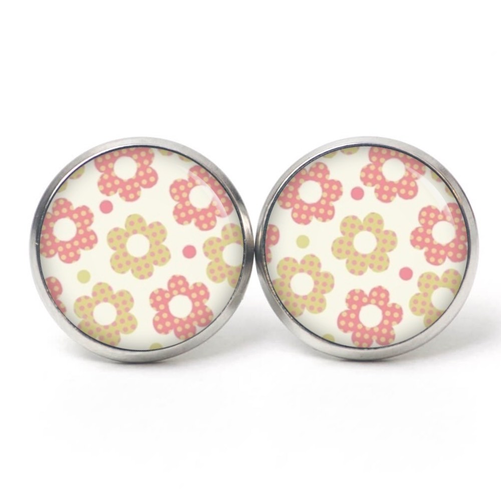 Ohrstecker, Ohrhänger, Clipse & Druckknopf – Motiv Blumen im Vintage Stil – Schmuck aus Edelstahl Ohrstecker, Ohrhänger, Clipse & Druckknopf – Motiv Blumen im Vintage Stil – Schmuck aus Edelstahl