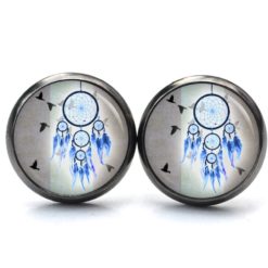 Druckknopf Ohrstecker Ohrhänger Clipse Traumfänger in blau Druckknopf Ohrstecker Ohrhänger Clipse Traumfänger in blau