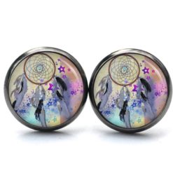 Druckknopf Ohrstecker Ohrhänger Clipse Traumfänger bunt Druckknopf Ohrstecker Ohrhänger Clipse Traumfänger bunt