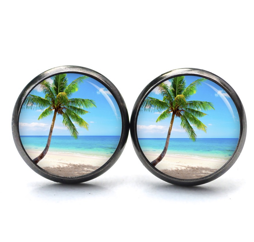Ohrstecker, Ohrhänger, Clipse & Druckknopf – Motiv Strand Meer Palme Urlaub – Schmuck aus Edelstahl Ohrstecker, Ohrhänger, Clipse & Druckknopf - Motiv Strand Meer Palme Urlaub - Schmuck aus Edelstahl