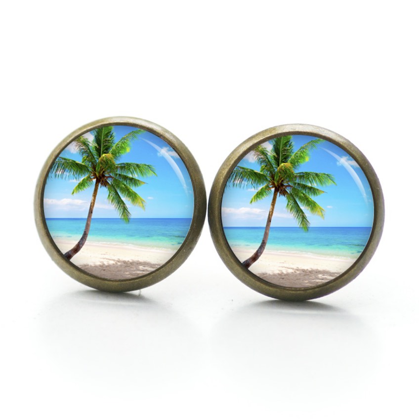 Ohrstecker, Ohrhänger, Clipse & Druckknopf – Motiv Strand Meer Palme Urlaub – Schmuck aus Edelstahl Ohrstecker, Ohrhänger, Clipse & Druckknopf - Motiv Strand Meer Palme Urlaub - Schmuck aus Edelstahl