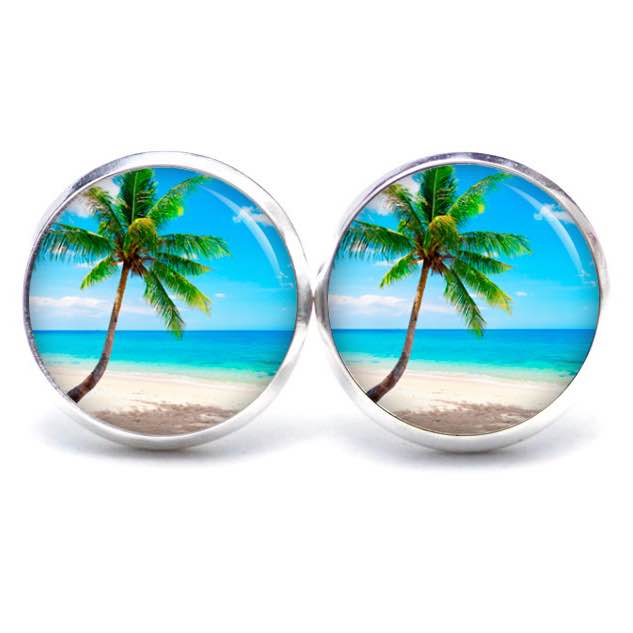 Ohrstecker, Ohrhänger, Clipse & Druckknopf – Motiv Strand Meer Palme Urlaub – Schmuck aus Edelstahl Ohrstecker, Ohrhänger, Clipse & Druckknopf - Motiv Strand Meer Palme Urlaub - Schmuck aus Edelstahl