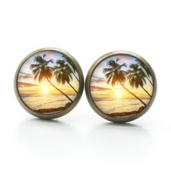 Ohrstecker, Ohrhänger, Clipse & Druckknopf – Motiv Palme beim Sonnenuntergang – Schmuck aus Edelstahl Ohrstecker, Ohrhänger, Clipse & Druckknopf - Motiv Palme beim Sonnenuntergang - Schmuck aus Edelstahl