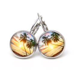 Ohrstecker, Ohrhänger, Clipse & Druckknopf – Motiv Palme beim Sonnenuntergang – Schmuck aus Edelstahl Ohrstecker, Ohrhänger, Clipse & Druckknopf - Motiv Palme beim Sonnenuntergang - Schmuck aus Edelstahl