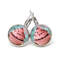 Druckknopf Ohrstecker Ohrhänger Clipse Cupcake Kuchen rosa Druckknopf Ohrstecker Ohrhänger Clipse Cupcake Kuchen rosa