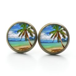 Ohrstecker, Ohrhänger, Clipse & Druckknopf – Motiv Palme am Strand – Schmuck aus Edelstahl Ohrstecker, Ohrhänger, Clipse & Druckknopf - Motiv Palme am Strand - Schmuck aus Edelstahl