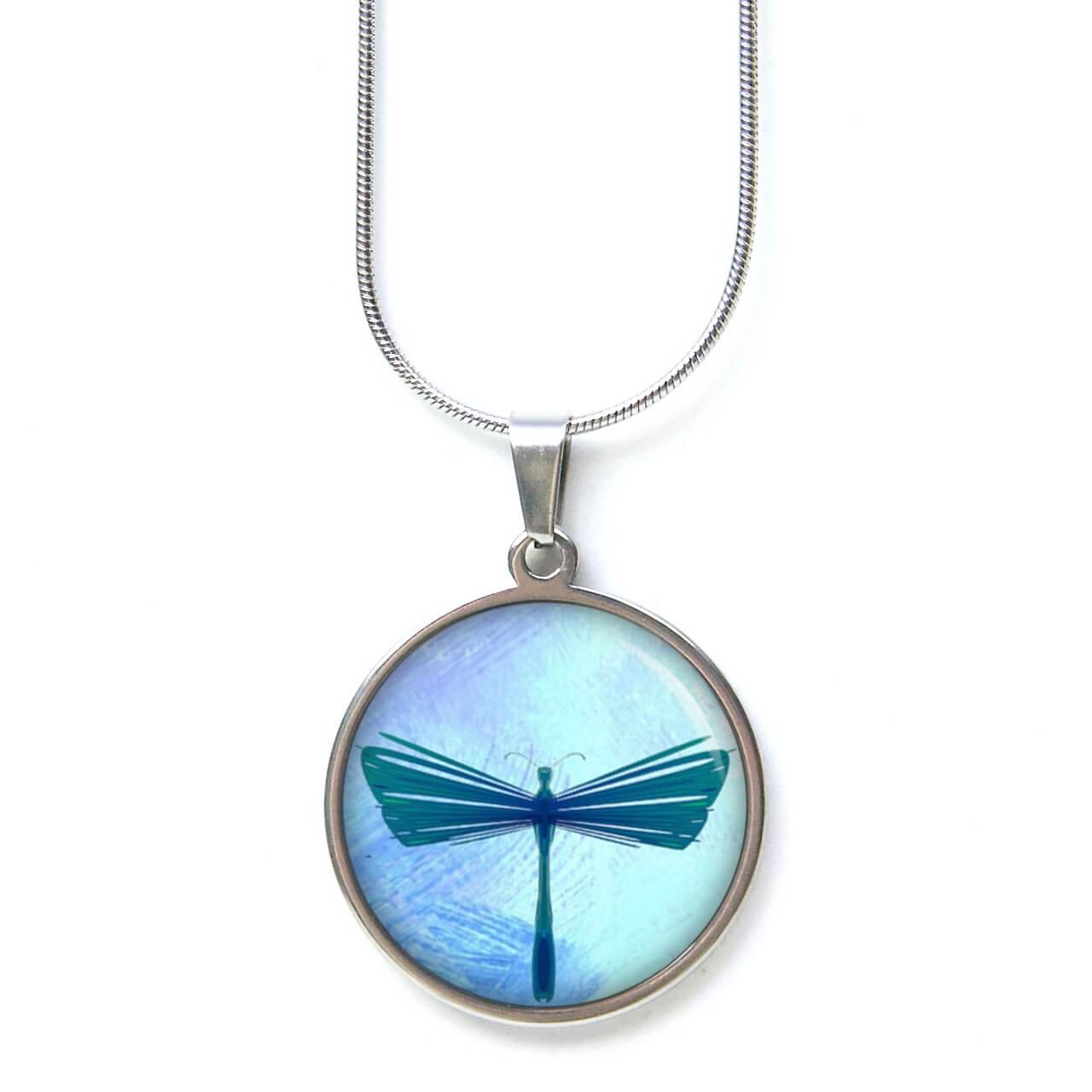 Edelstahl Kette blaue Libelle Edelstahl Kette blaue Libelle