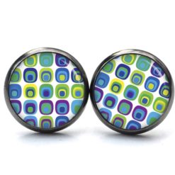 Ohrstecker, Ohrhänger, Clipse & Druckknopf – Motiv Retro türkis gelb und grün – Schmuck aus Edelstahl Ohrstecker, Ohrhänger, Clipse & Druckknopf – Motiv Retro türkis gelb und grün – Schmuck aus Edelstahl