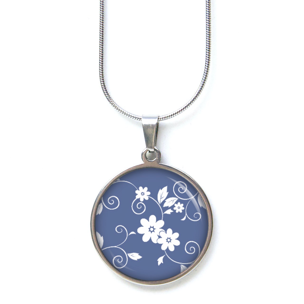 Ohrstecker, Ohrhänger, Clipse & Druckknopf – Motiv Weiß Blumen auf blauem Hintergrund – Schmuck aus Edelstahl Ohrstecker, Ohrhänger, Clipse & Druckknopf – Motiv Weiß Blumen auf blauem Hintergrund – Schmuck aus Edelstahl