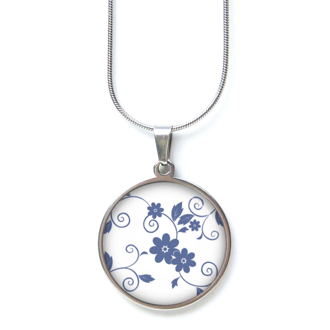 Ohrstecker, Ohrhänger, Clipse & Druckknopf – Motiv blaue Blumen auf weißem Hintergrund – Schmuck aus Edelstahl Ohrstecker, Ohrhänger, Clipse & Druckknopf – Motiv blaue Blumen auf weißem Hintergrund – Schmuck aus Edelstahl