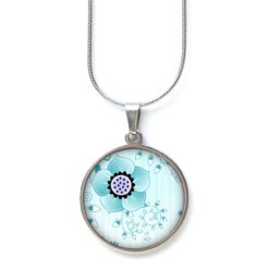 Ohrstecker, Ohrhänger, Clipse & Druckknopf – Motiv zarte türkise Blumen – Schmuck aus Edelstahl
