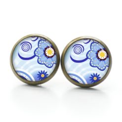 Ohrstecker, Ohrhänger, Clipse & Druckknopf – Motiv blau gelbe Blumen – Schmuck aus Edelstahl Ohrstecker, Ohrhänger, Clipse & Druckknopf – Motiv blau gelbe Blumen – Schmuck aus Edelstahl