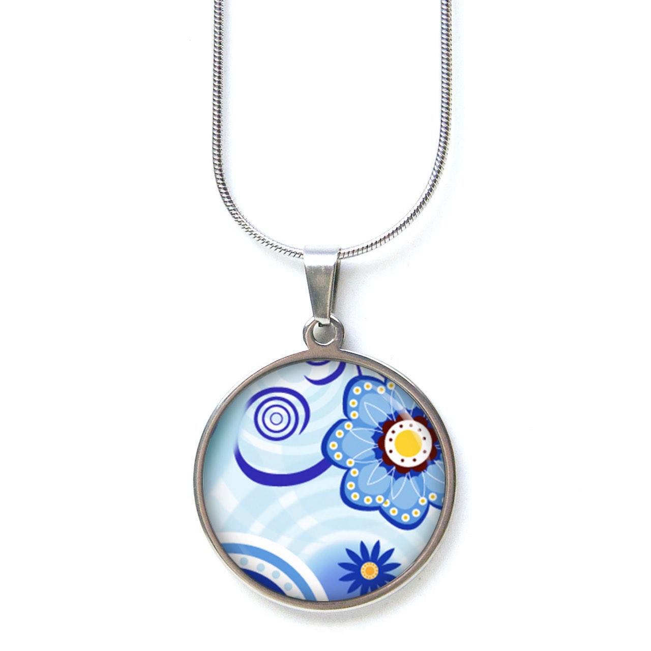 Ohrstecker, Ohrhänger, Clipse & Druckknopf – Motiv blau gelbe Blumen – Schmuck aus Edelstahl Ohrstecker, Ohrhänger, Clipse & Druckknopf – Motiv blau gelbe Blumen – Schmuck aus Edelstahl