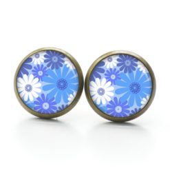 Ohrstecker, Ohrhänger, Clipse & Druckknopf – Motiv blaues Blumenmeer – Schmuck aus Edelstahl Ohrstecker, Ohrhänger, Clipse & Druckknopf – Motiv blaues Blumenmeer – Schmuck aus Edelstahl