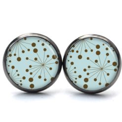 Ohrstecker, Ohrhänger, Clipse & Druckknopf – Motiv türkis braune Planeten Punkte – Schmuck aus Edelstahl Ohrstecker, Ohrhänger, Clipse & Druckknopf – Motiv türkis braune Planeten Punkte – Schmuck aus Edelstahl