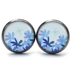 Ohrstecker, Ohrhänger, Clipse & Druckknopf – Motiv zart blaue Blumen – Schmuck aus Edelstahl Ohrstecker, Ohrhänger, Clipse & Druckknopf – Motiv zart blaue Blumen – Schmuck aus Edelstahl