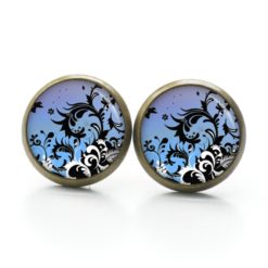 Ohrstecker, Ohrhänger, Clipse & Druckknopf – Motiv wildes Muster blau lila schwarz – Schmuck aus Edelstahl Ohrstecker, Ohrhänger, Clipse & Druckknopf – Motiv wildes Muster blau lila schwarz – Schmuck aus Edelstahl