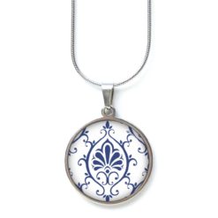 Ohrstecker, Ohrhänger, Clipse & Druckknopf – Motiv weiß blaues Ornament – Schmuck aus Edelstahl Ohrstecker, Ohrhänger, Clipse & Druckknopf – Motiv weiß blaues Ornament – Schmuck aus Edelstahl