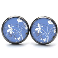 Ohrstecker, Ohrhänger, Clipse & Druckknopf – Motiv zart blaue Blumen – Schmuck aus Edelstahl Ohrstecker, Ohrhänger, Clipse & Druckknopf – Motiv zart blaue Blumen – Schmuck aus Edelstahl