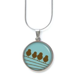 Ohrstecker, Ohrhänger, Clipse & Druckknopf – Motiv 4 Vögel auf dem Drahtseil türkis – Schmuck aus Edelstahl Ohrstecker, Ohrhänger, Clipse & Druckknopf – Motiv 4 Vögel auf dem Drahtseil türkis – Schmuck aus Edelstahl