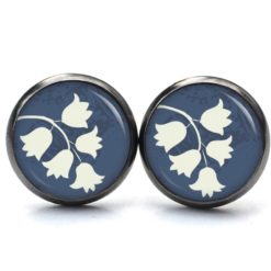 Ohrstecker, Ohrhänger, Clipse & Druckknopf – Motiv Weiß blaue Glockenblumen – Schmuck aus Edelstahl Ohrstecker, Ohrhänger, Clipse & Druckknopf – Motiv Weiß blaue Glockenblumen – Schmuck aus Edelstahl