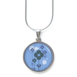 Ohrstecker, Ohrhänger, Clipse & Druckknopf – Motiv abstrakte Blumen in Blau – Schmuck aus Edelstahl Ohrstecker, Ohrhänger, Clipse & Druckknopf – Motiv abstrakte Blumen in Blau – Schmuck aus Edelstahl