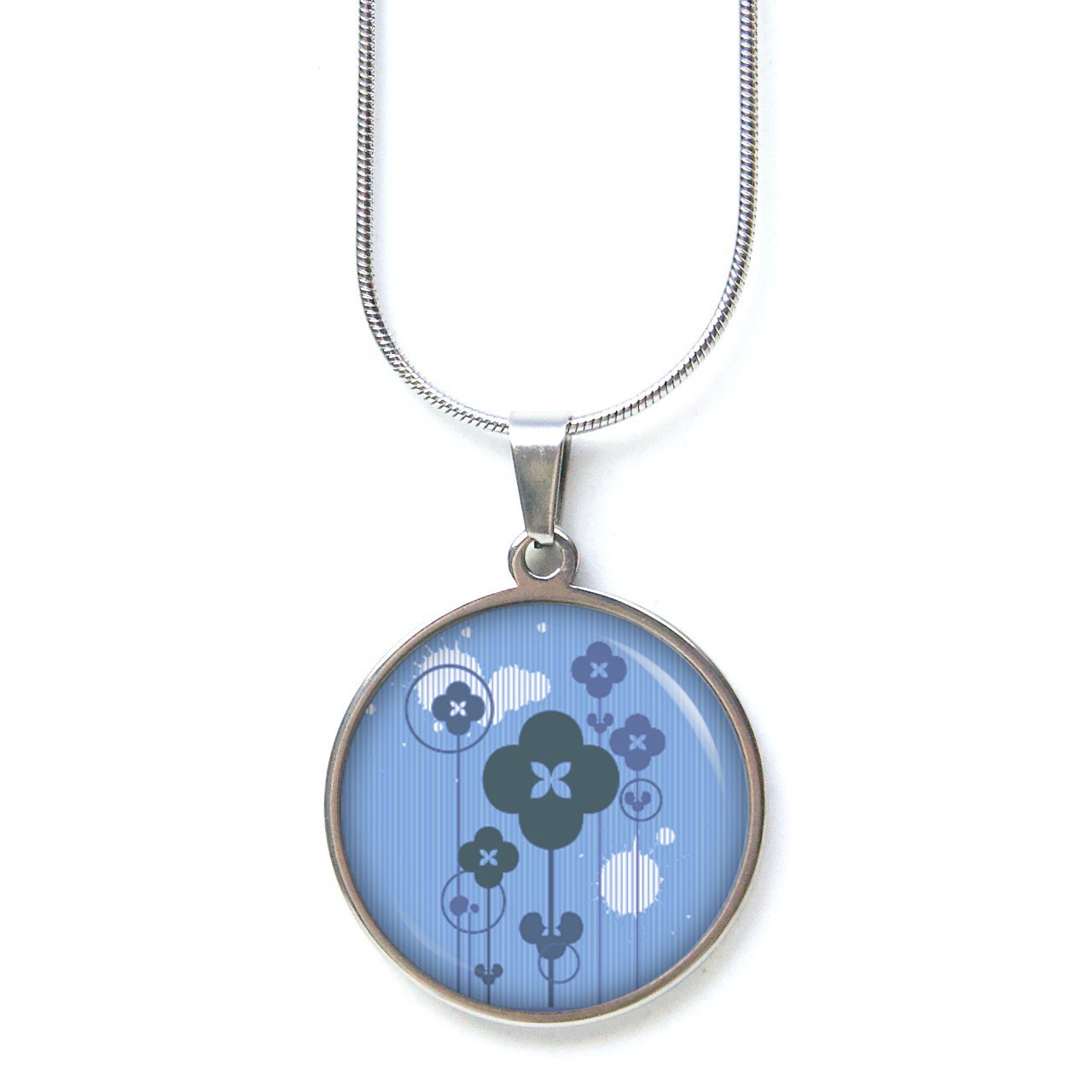 Ohrstecker, Ohrhänger, Clipse & Druckknopf – Motiv abstrakte Blumen in Blau – Schmuck aus Edelstahl Ohrstecker, Ohrhänger, Clipse & Druckknopf – Motiv abstrakte Blumen in Blau – Schmuck aus Edelstahl