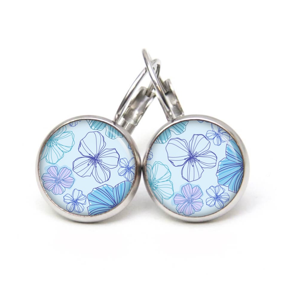 Ohrstecker, Ohrhänger, Clipse & Druckknopf – Motiv viele blaue Blumen Blumenmeer – Schmuck aus Edelstahl Ohrstecker, Ohrhänger, Clipse & Druckknopf – Motiv viele blaue Blumen Blumenmeer – Schmuck aus Edelstahl
