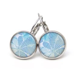 Ohrstecker, Ohrhänger, Clipse & Druckknopf – Motiv große hellblaue Blumen – Schmuck aus Edelstahl Ohrstecker, Ohrhänger, Clipse & Druckknopf – Motiv große hellblaue Blumen – Schmuck aus Edelstahl