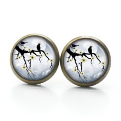 Druckknopf Ohrstecker Ohrhänger Vögel bei Nacht Druckknopf Ohrstecker Ohrhänger Vögel bei Nacht