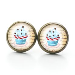 Druckknopf Ohrstecker Ohrhänger Clipse Cupcake hellblau mit Sternen Druckknopf Ohrstecker Ohrhänger Clipse Cupcake hellblau mit Sternen