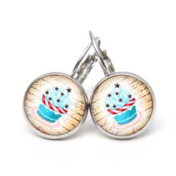 Druckknopf Ohrstecker Ohrhänger Clipse Cupcake hellblau mit Sternen Druckknopf Ohrstecker Ohrhänger Clipse Cupcake hellblau mit Sternen