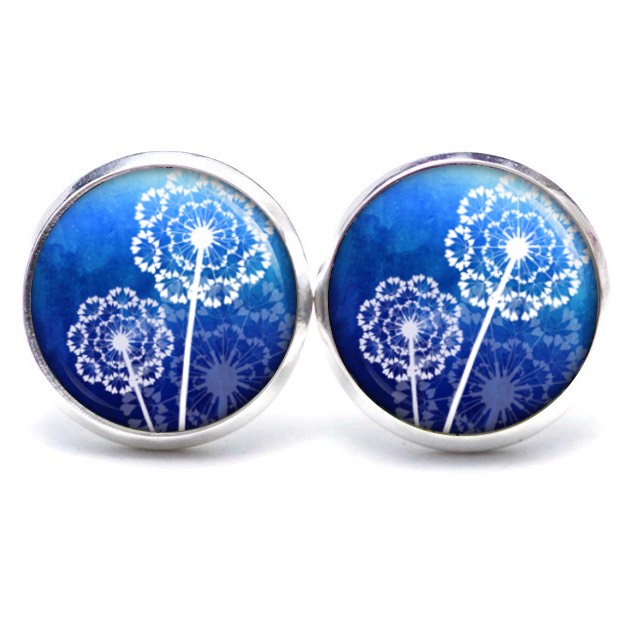 Ohrstecker, Ohrhänger, Clipse & Druckknopf – Motiv Blaue Pusteblume – Schmuck aus Edelstahl Ohrstecker, Ohrhänger, Clipse & Druckknopf – Motiv Blaue Pusteblume – Schmuck aus Edelstahl