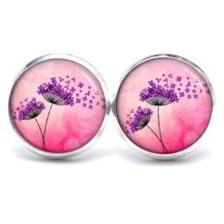Ohrstecker, Ohrhänger, Clipse & Druckknopf – Motiv Rosa Pusteblume – Schmuck aus Edelstahl
