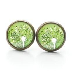 Ohrstecker, Ohrhänger, Clipse & Druckknopf – Motiv Grüne Pusteblume – Schmuck aus Edelstahl Ohrstecker, Ohrhänger, Clipse & Druckknopf – Motiv Grüne Pusteblume – Schmuck aus Edelstahl