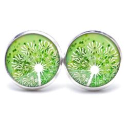 Ohrstecker, Ohrhänger, Clipse & Druckknopf – Motiv Grüne Pusteblume – Schmuck aus Edelstahl