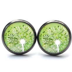 Ohrstecker, Ohrhänger, Clipse & Druckknopf – Motiv Grüne Pusteblume – Schmuck aus Edelstahl Ohrstecker, Ohrhänger, Clipse & Druckknopf – Motiv Grüne Pusteblume – Schmuck aus Edelstahl