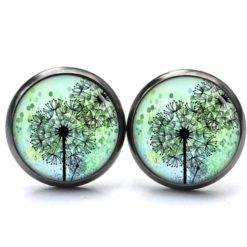 Ohrstecker, Ohrhänger, Clipse & Druckknopf – Motiv Türkis grüne Pusteblume – Schmuck aus Edelstahl Ohrstecker, Ohrhänger, Clipse & Druckknopf – Motiv Türkis grüne Pusteblume – Schmuck aus Edelstahl