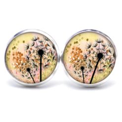 Ohrstecker, Ohrhänger, Clipse & Druckknopf – Motiv Gold schwarze Pusteblume – Schmuck aus Edelstahl