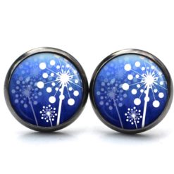 Ohrstecker, Ohrhänger, Clipse & Druckknopf – Motiv Dunkelblau weiße Pusteblume – Schmuck aus Edelstahl Ohrstecker, Ohrhänger, Clipse & Druckknopf – Motiv Dunkelblau weiße Pusteblume – Schmuck aus Edelstahl